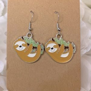 Sloth on a branch earrings made with .925 Sterling Silver ear wires NWT
